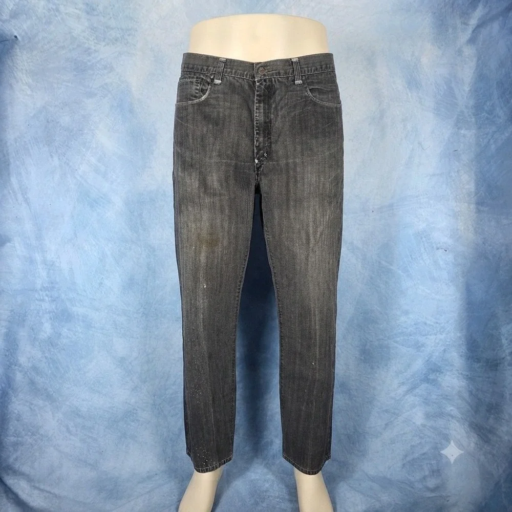 Vintage Y2K Levis 569 Loose Straight Jeans Mens 38x32 Black Faded